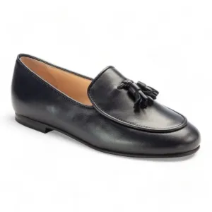 1634 - Navy Soft Leather Flat Loafer for Girl by London Kids