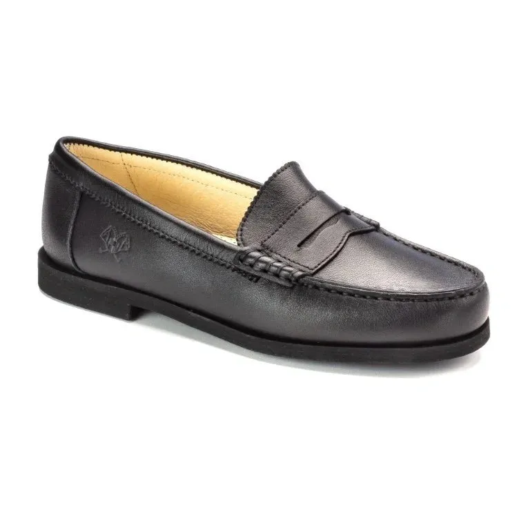 2525 - Black Soft Leather Hard Loafer for Girl/Boy by London Kids