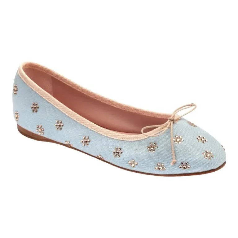 48986 - Blue Soft Leather Flats for Teen/Women by Pretty Ballerinas