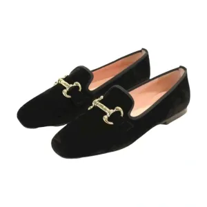 49206 - Black Velvet Flat Loafer for Teen/Women by Pretty Ballerinas