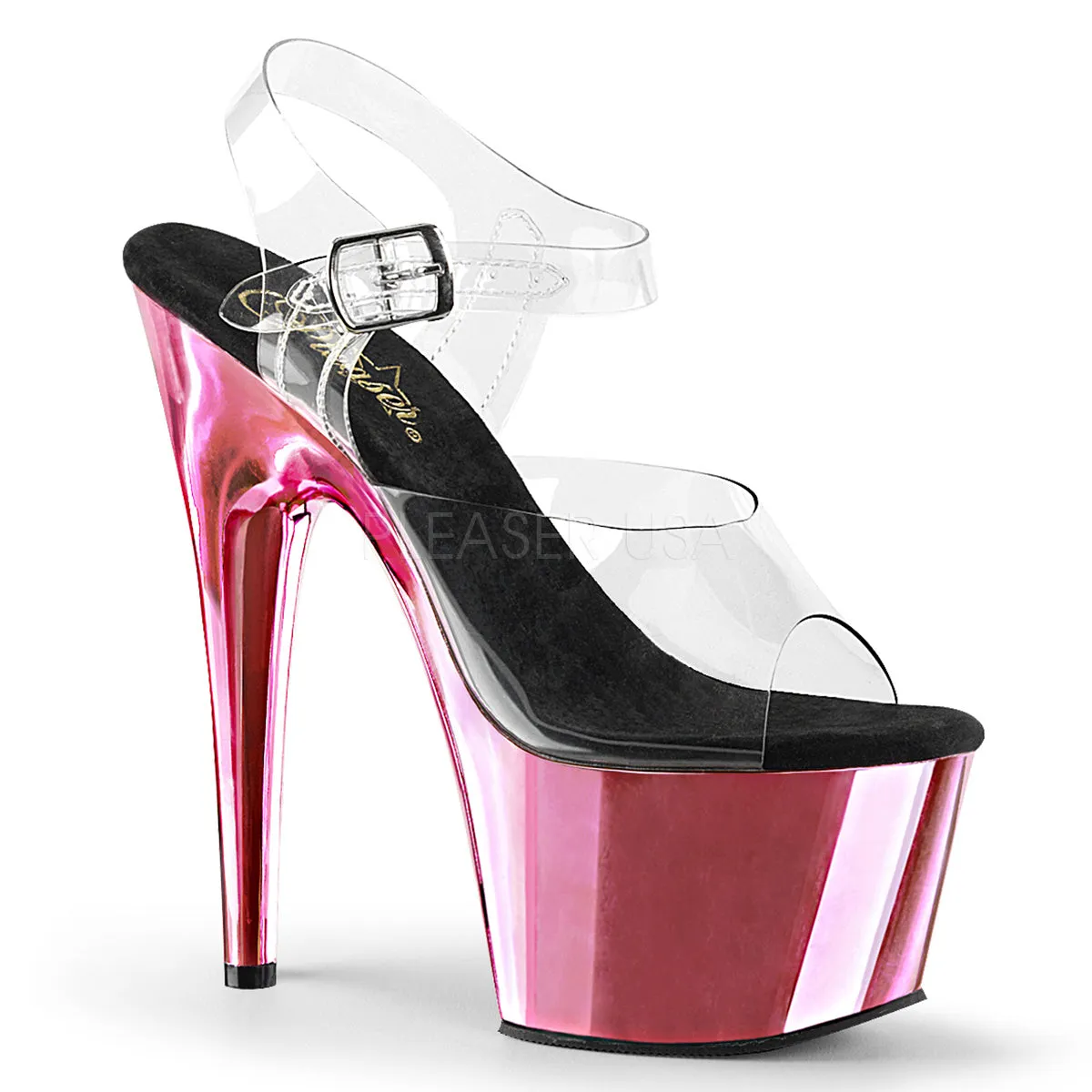 Adore-708 Baby Pink Chrome, 7" Heels (Speed Heels)