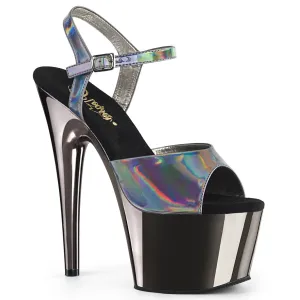 Adore-709HGCH Pewter Hologram/Pewter Chrome, 7" Heels