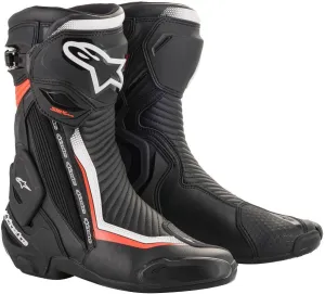 ALPINESTARS SMX PLUS V2 MOTORCYCLE BOOTS - BLACK/FLURO RED/WHITE