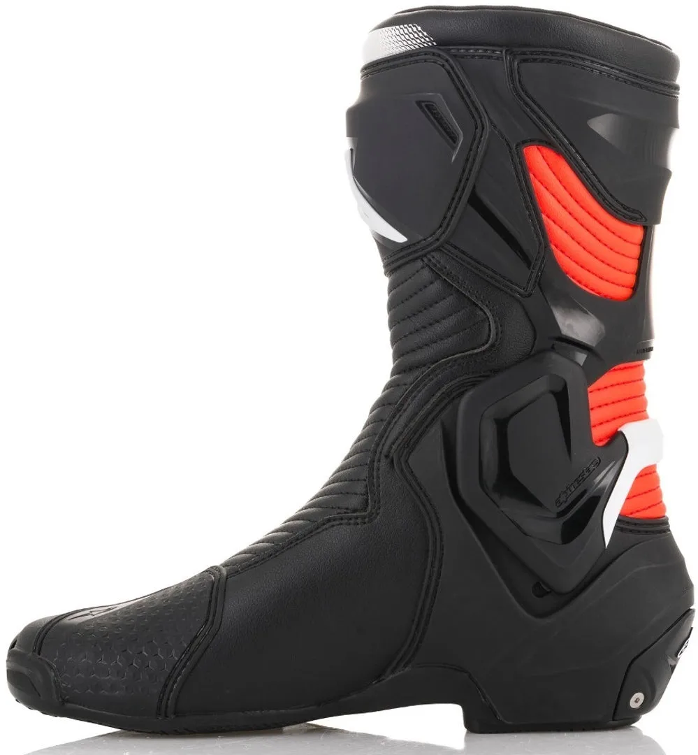 ALPINESTARS SMX PLUS V2 MOTORCYCLE BOOTS - BLACK/FLURO RED/WHITE