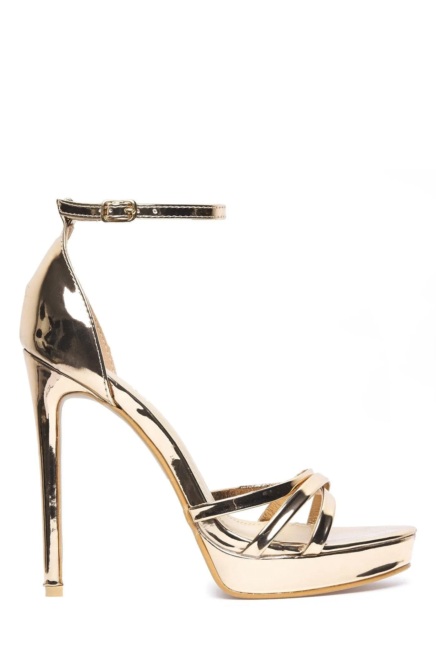 Amelia Crossover Strap Platform Sandal in Rose Gold