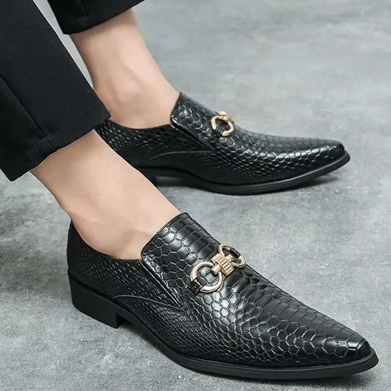 Artificial Leather Loafers Mini Crocodile Pattern