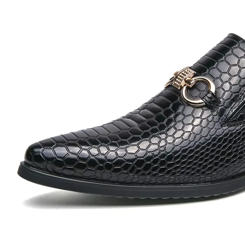 Artificial Leather Loafers Mini Crocodile Pattern