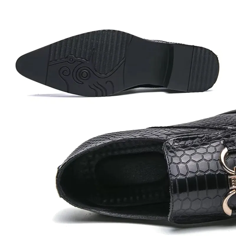 Artificial Leather Loafers Mini Crocodile Pattern