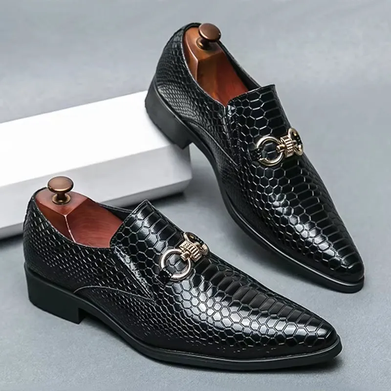 Artificial Leather Loafers Mini Crocodile Pattern