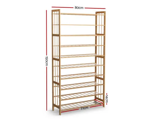 Artiss Shoe Rack Cabinet Bamboo 10-tier 50 Pairs