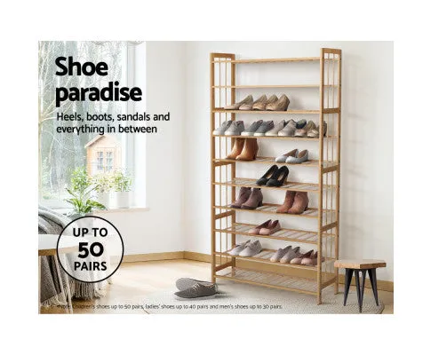 Artiss Shoe Rack Cabinet Bamboo 10-tier 50 Pairs