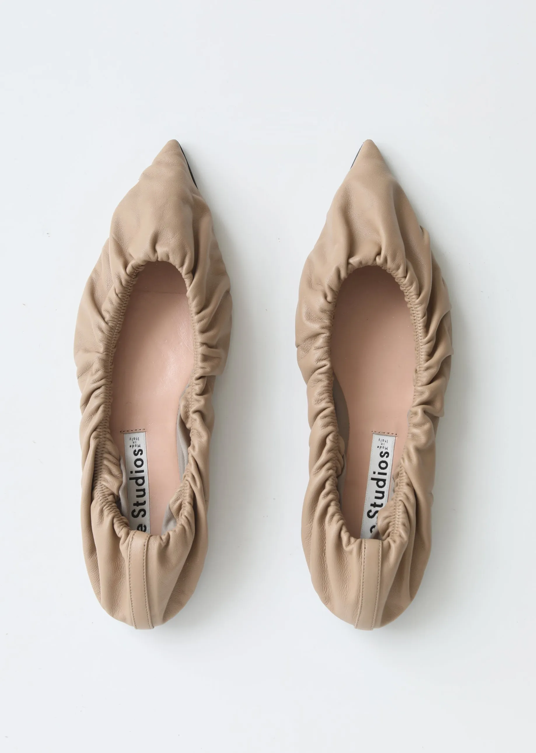 Babette Ruched Leather Flats