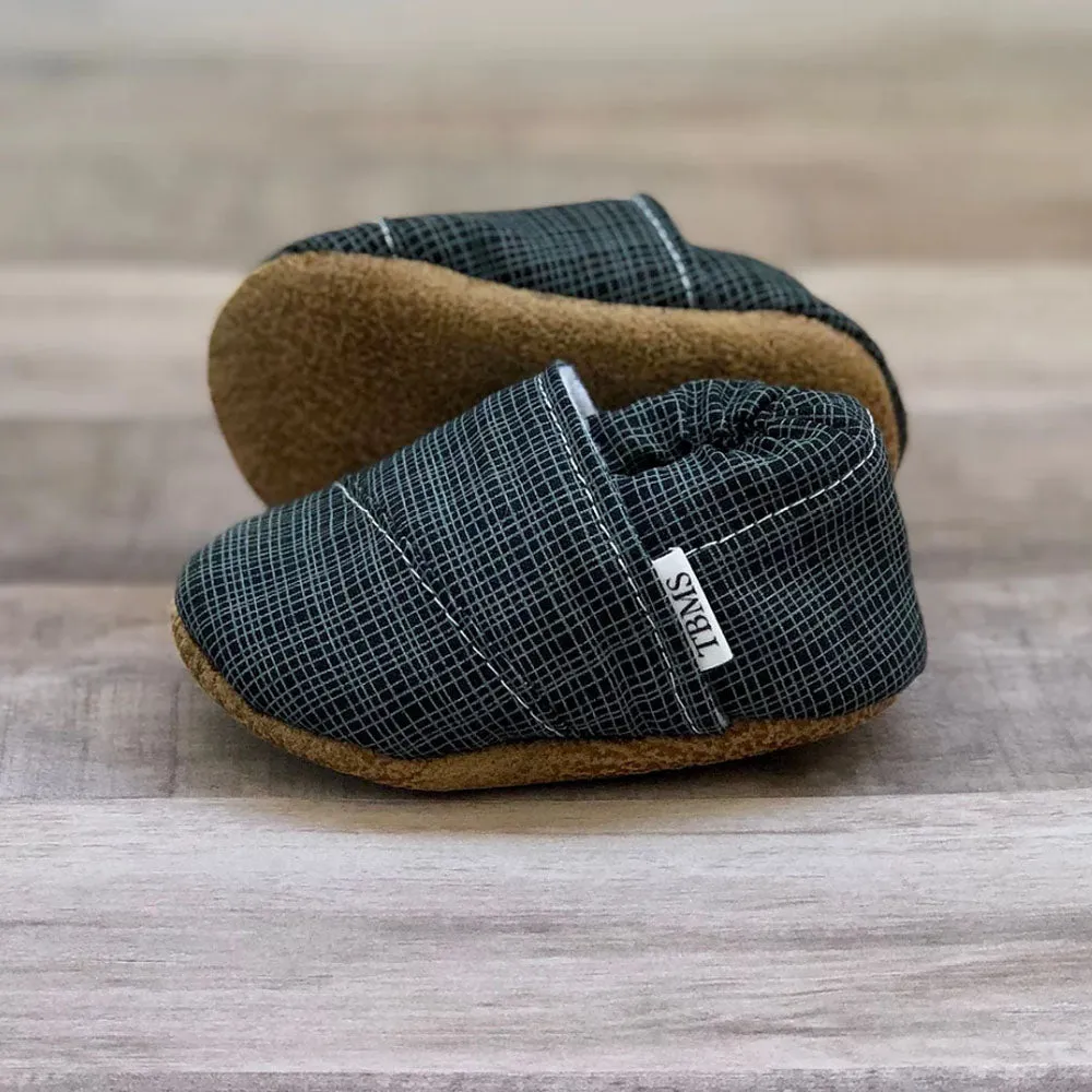 Baby Moccasins - Black Plaid