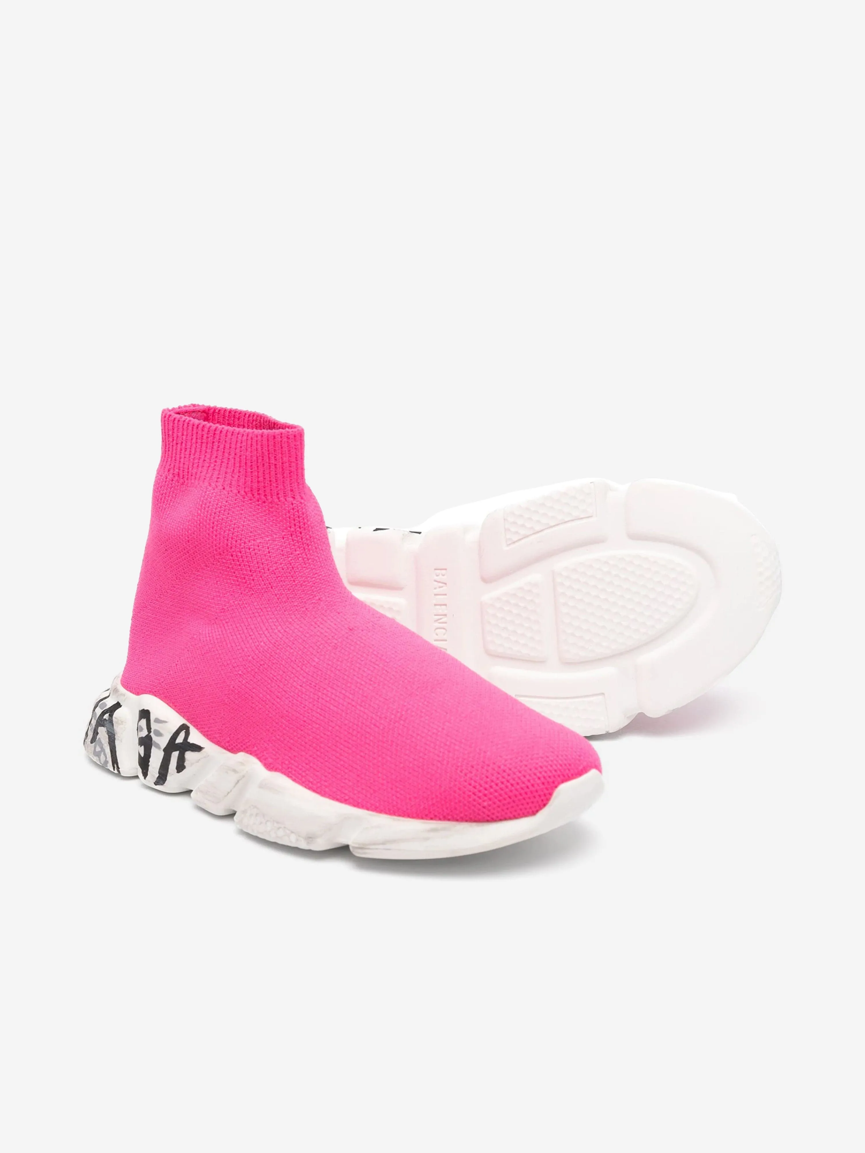 Balenciaga Kids Sole Graffiti Speed Trainers in Pink