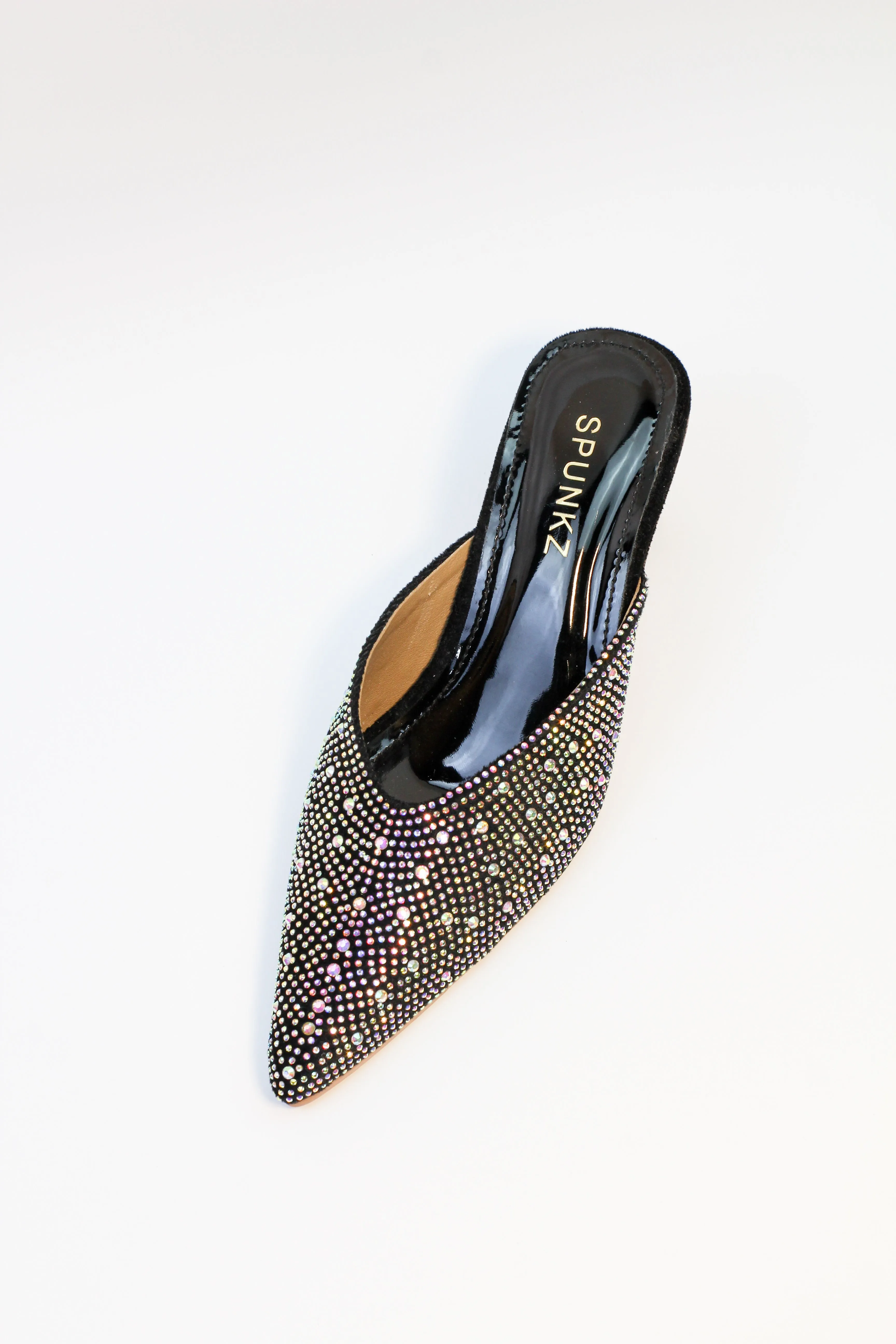 Black Diamond Rhinestone Decor Mules