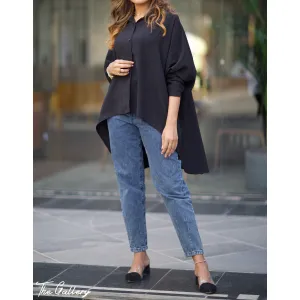 black high low oversized shirt