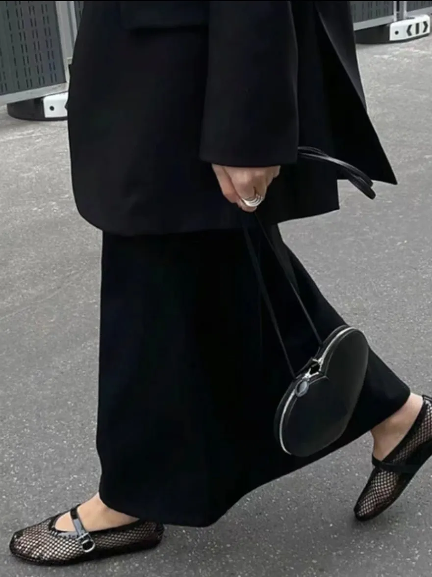 Black net flats shoes