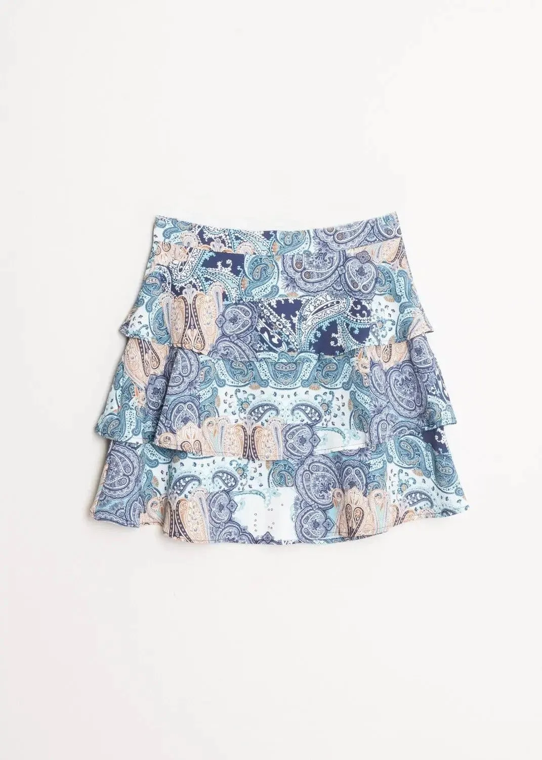 Blue Floral Mini to Mid Length Layered Skirt by Linu