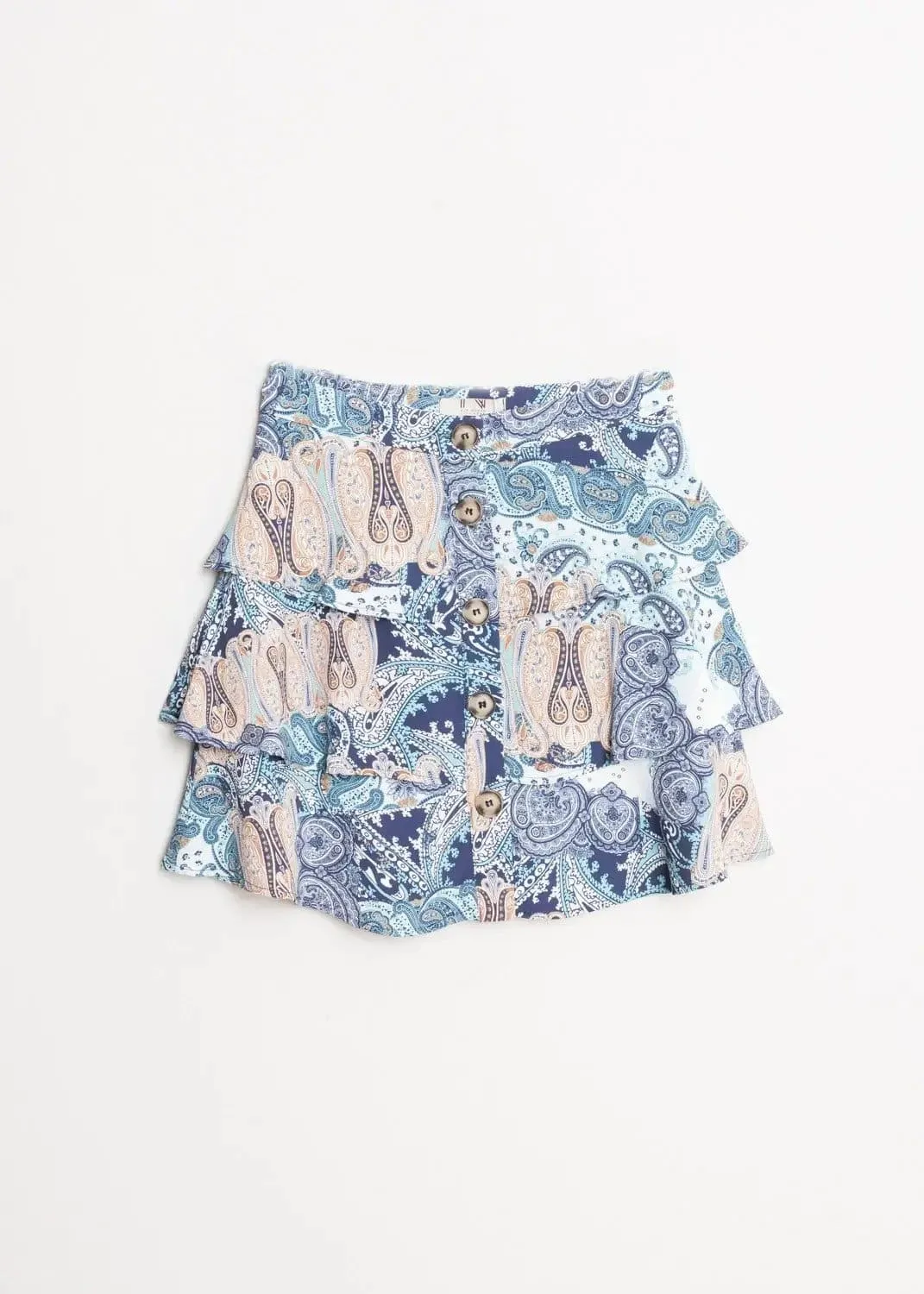 Blue Floral Mini to Mid Length Layered Skirt by Linu