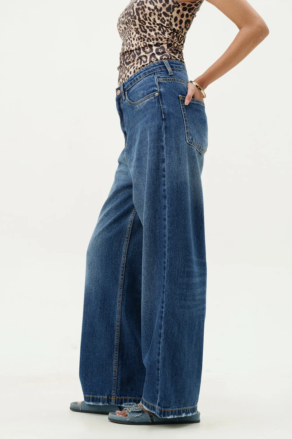 Blue Topaz Wide Cropped Jeans