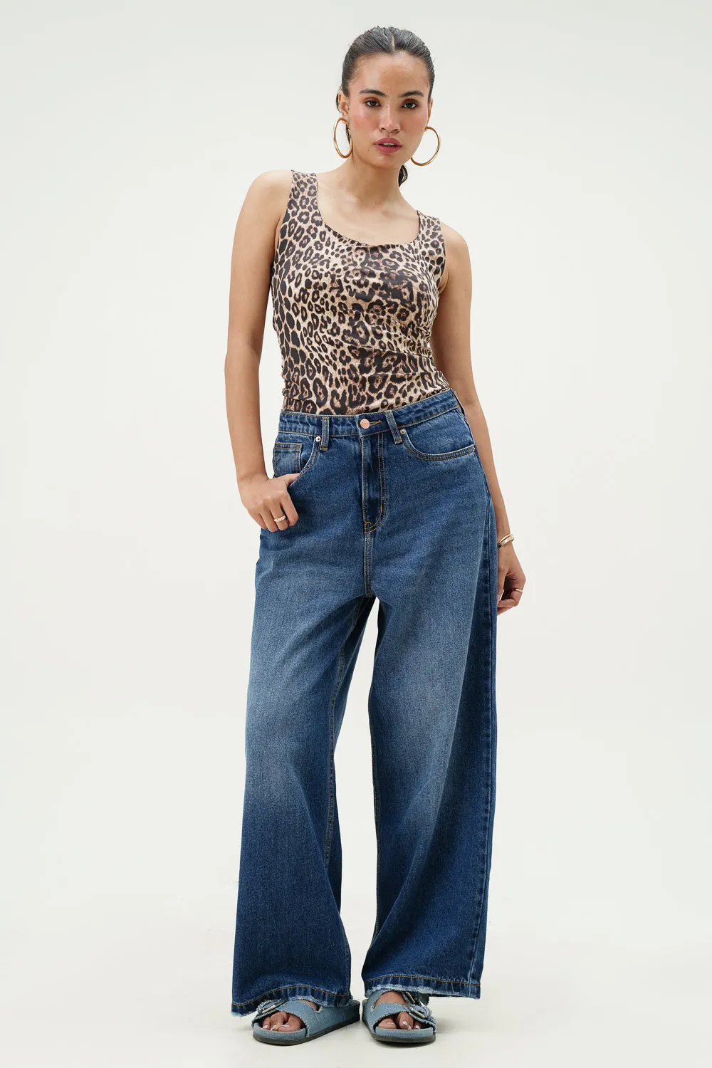 Blue Topaz Wide Cropped Jeans