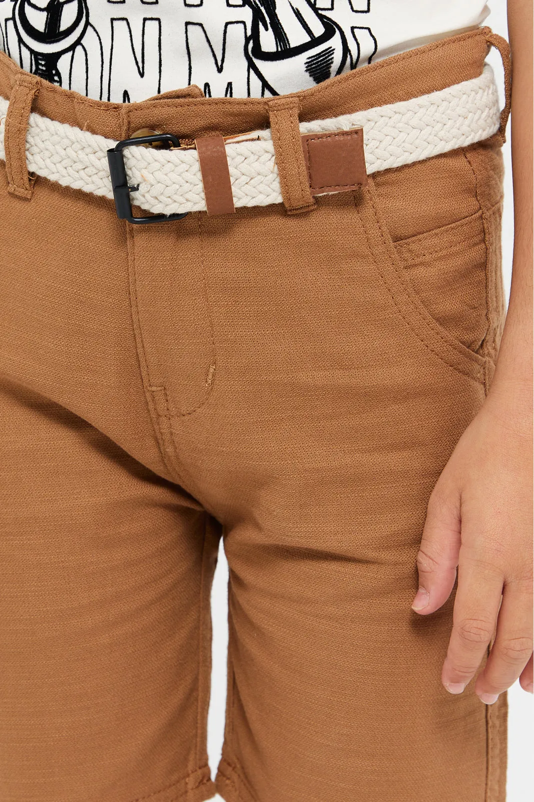 Boys Brown Belted Short