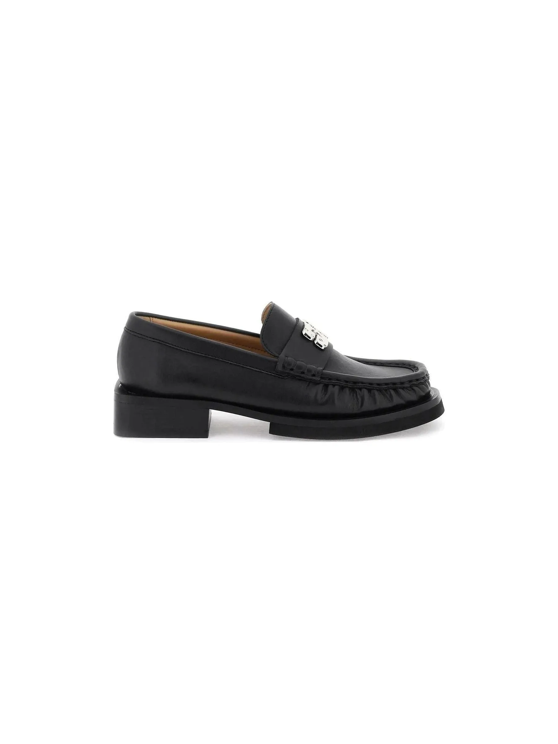 Butterfly Logo Leather Loafers