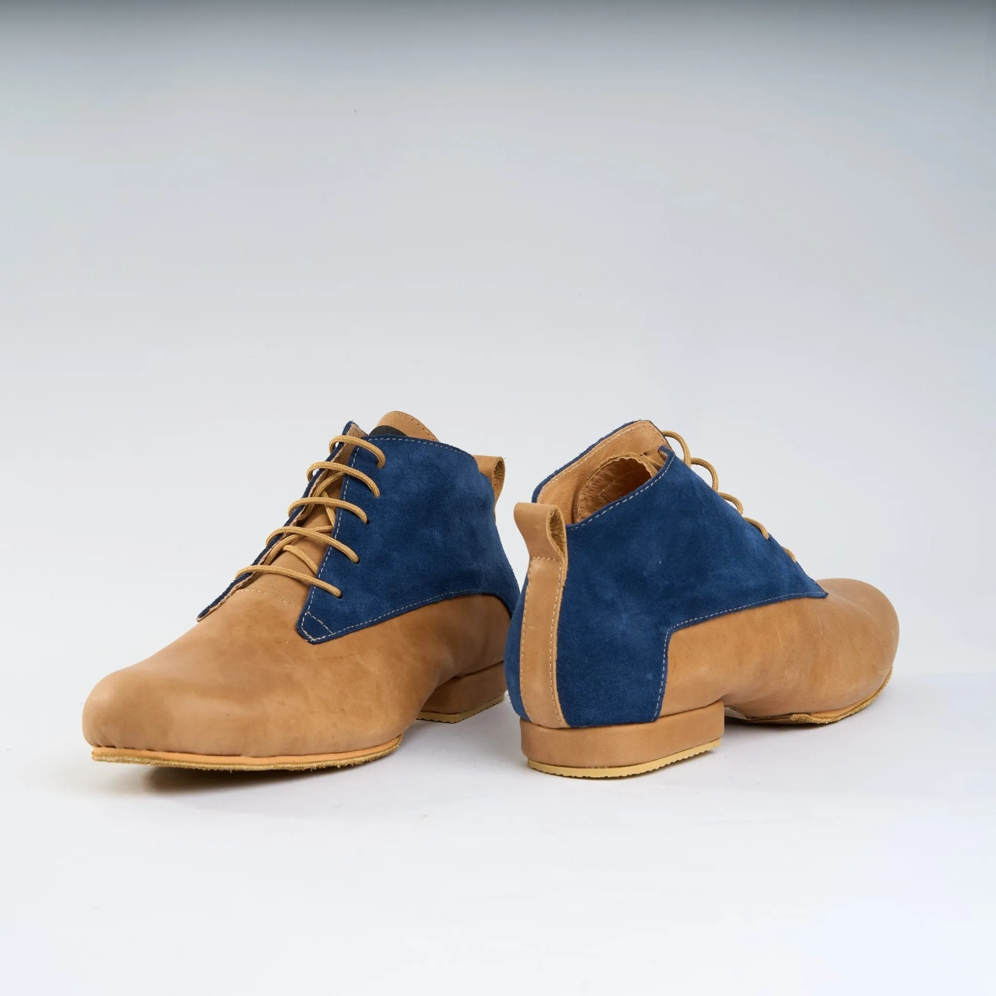 Caramel with Navy Suede - Handmade Tango Trainers - Gonzalo 9516