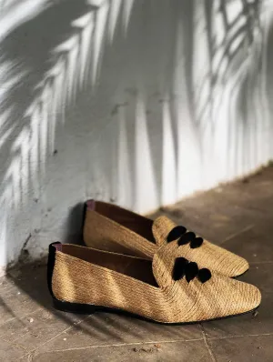 Casablanca Raffia Vegan Moccasins | Beige