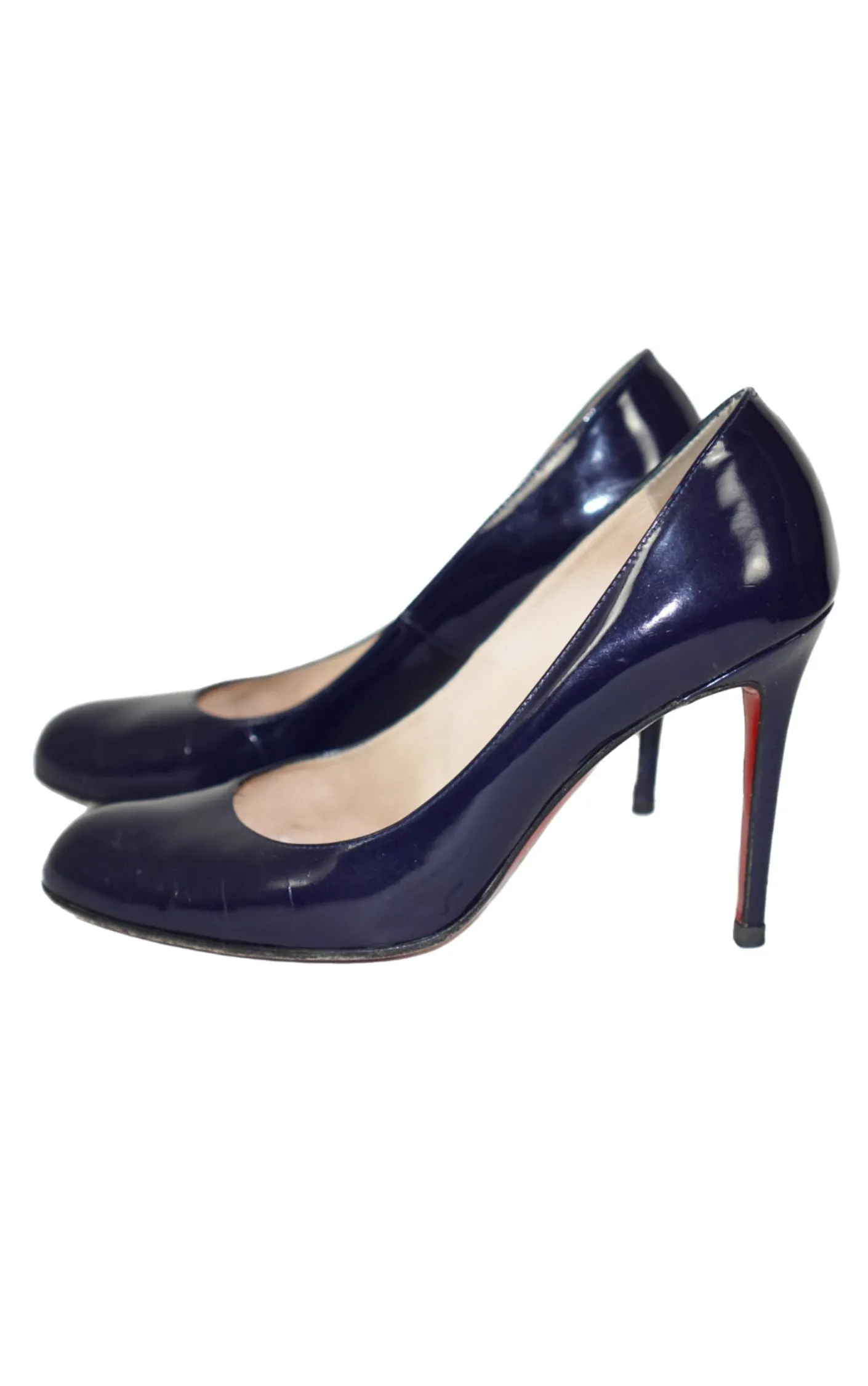 CHRISTIAN LOUBOUTIN Patent Leather Navy Simple Pumps