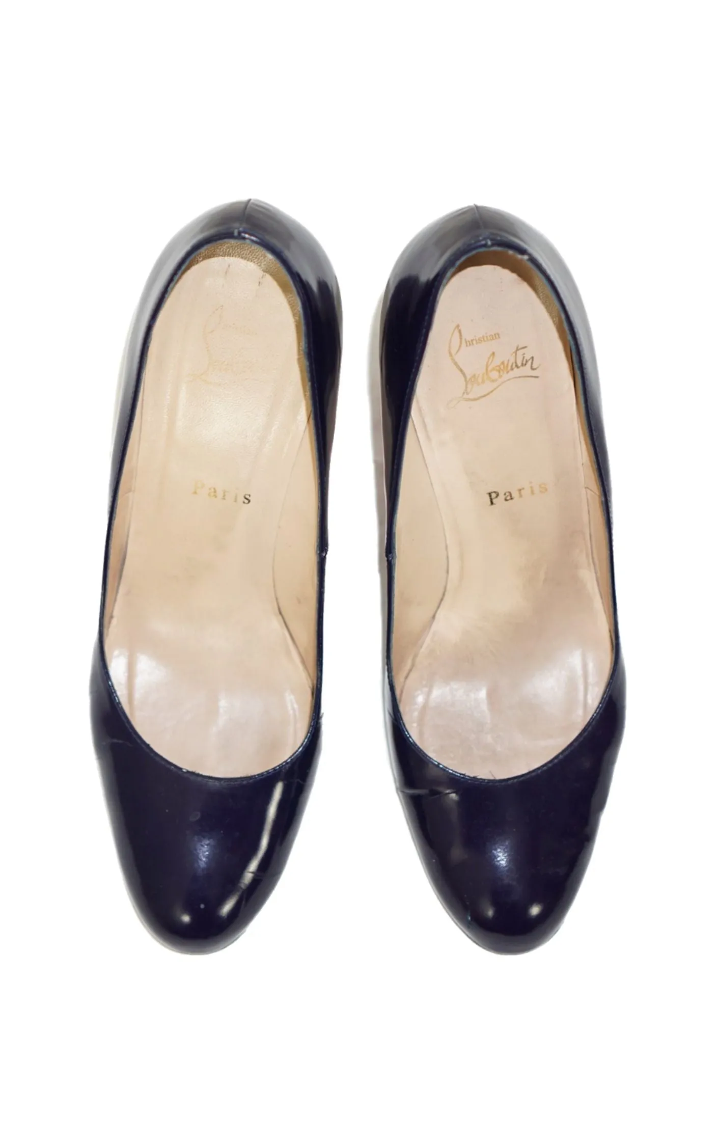 CHRISTIAN LOUBOUTIN Patent Leather Navy Simple Pumps