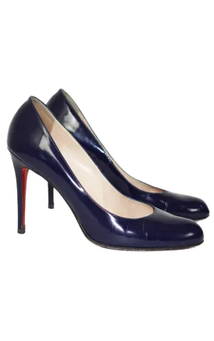 CHRISTIAN LOUBOUTIN Patent Leather Navy Simple Pumps