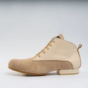 Cream and Beige Textured Leather - Handmade Tango Trainers - Gonzalo 9522