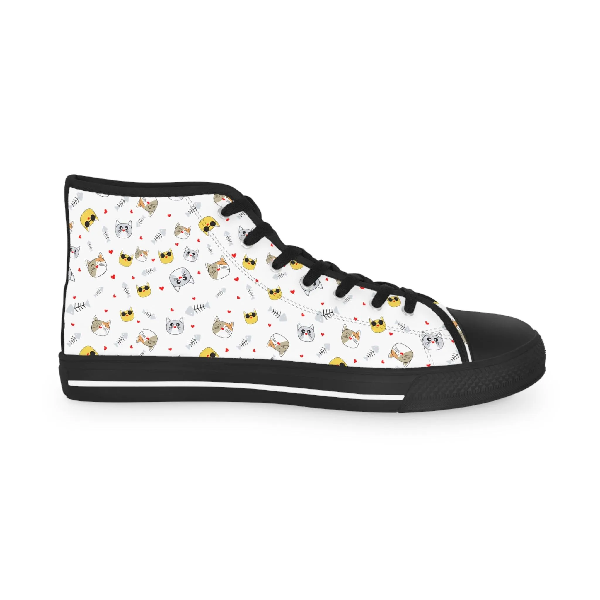 Custom Cat Print High Top Sneakers for Men - Stand Out in Style