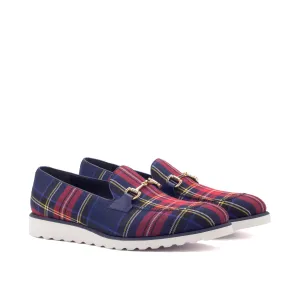 DapperFam Luciano in Tartan / Navy Men's Sartorial & Italian Leather Loafer