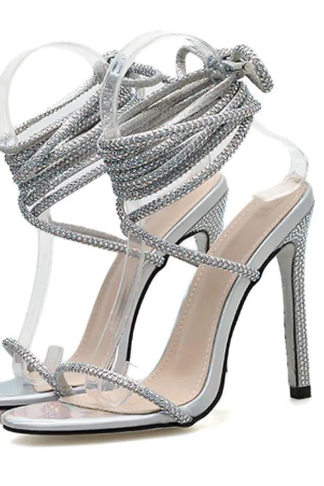 Diamond high heels summer stiletto sandals