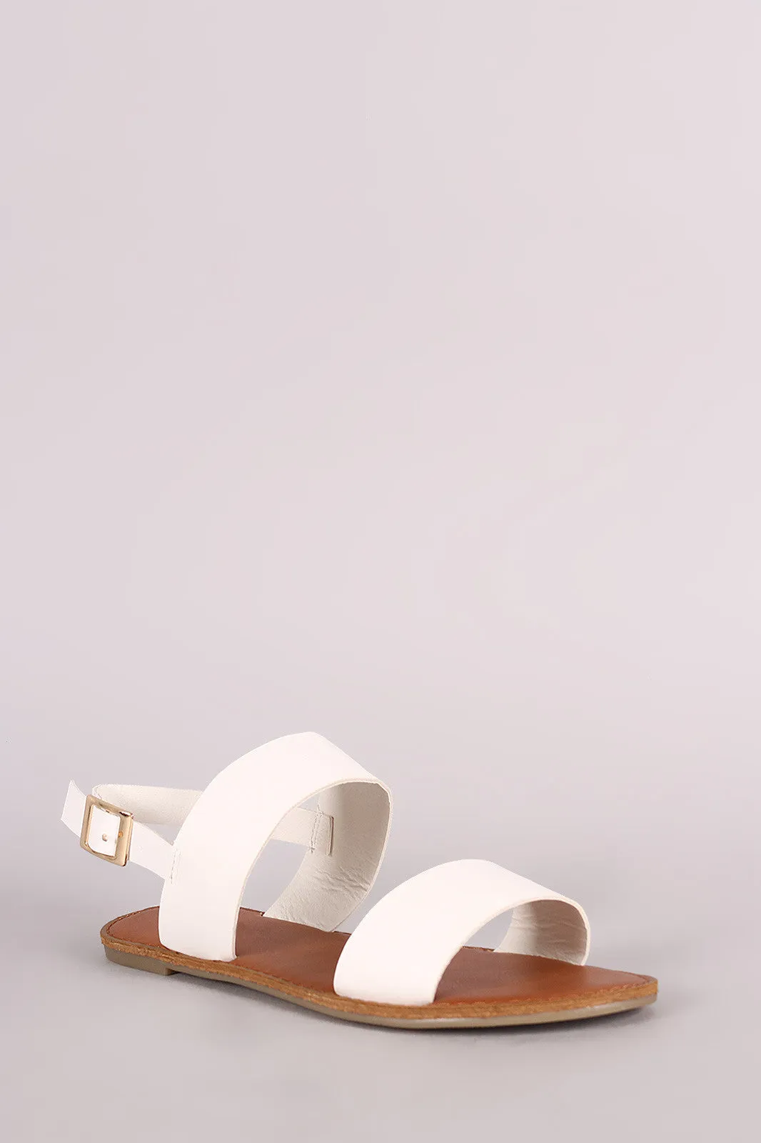 Double Band Open Toe Slingback Flat Sandal