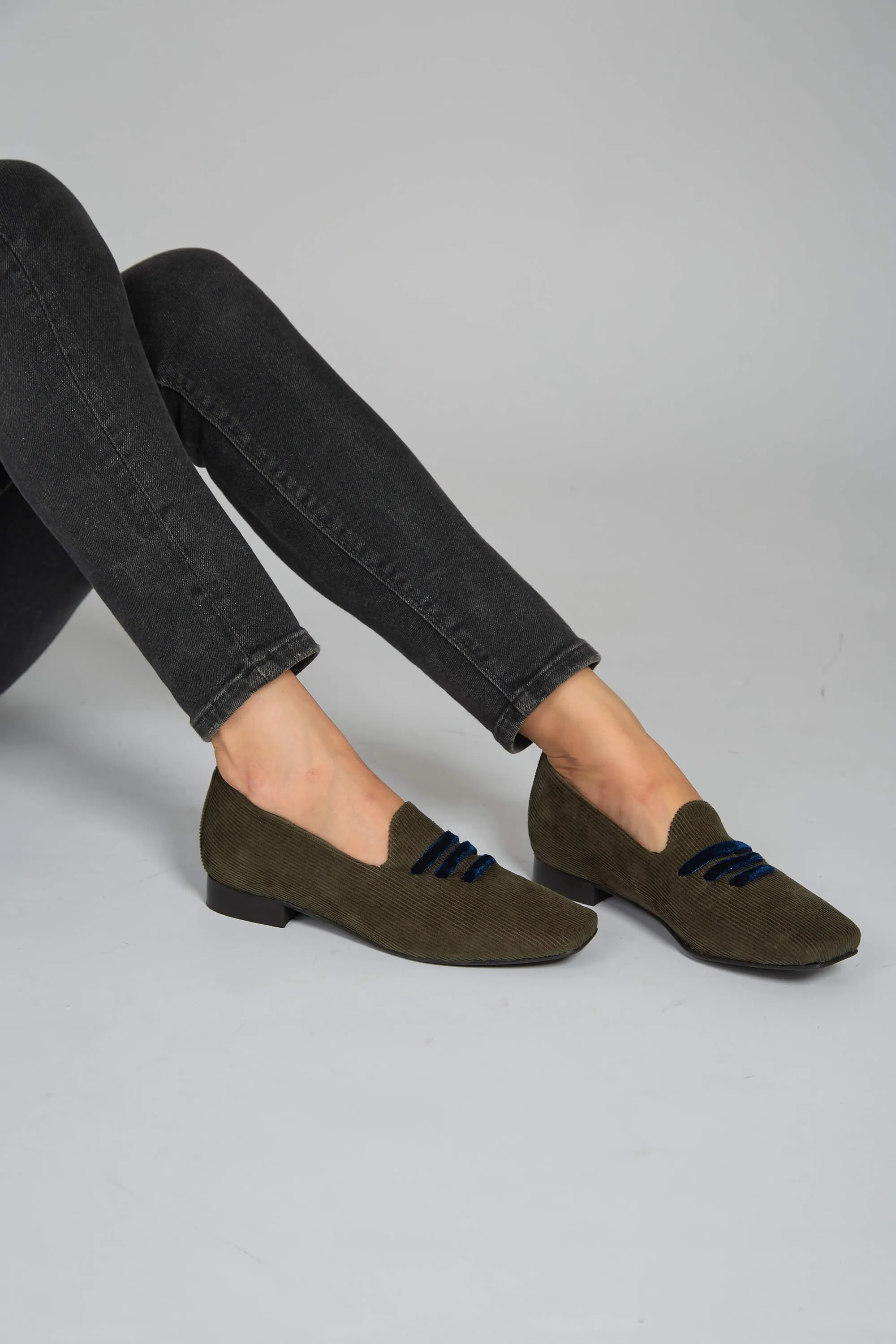 Eco Suede Corduroy Moccasins | Green