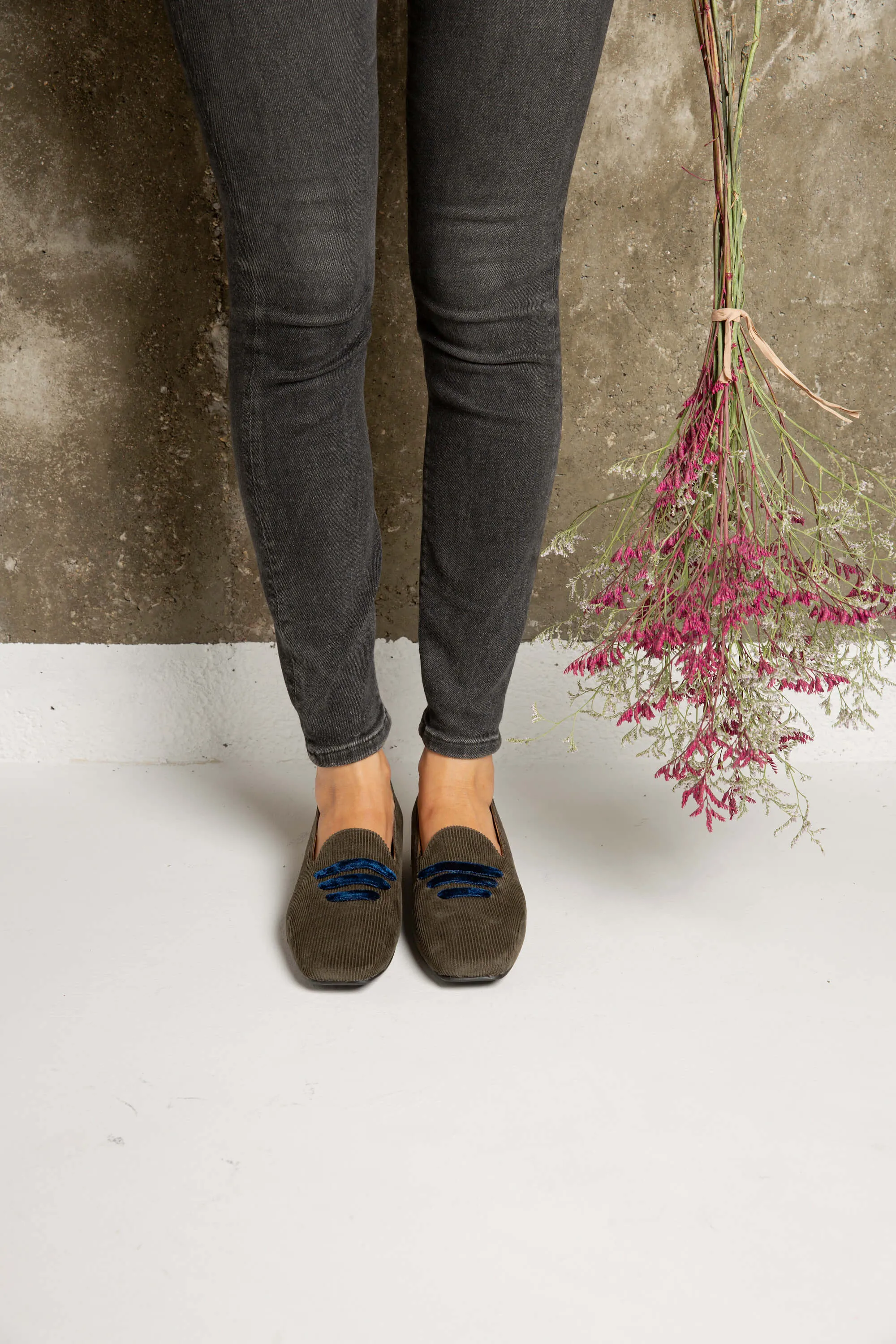 Eco Suede Corduroy Moccasins | Green