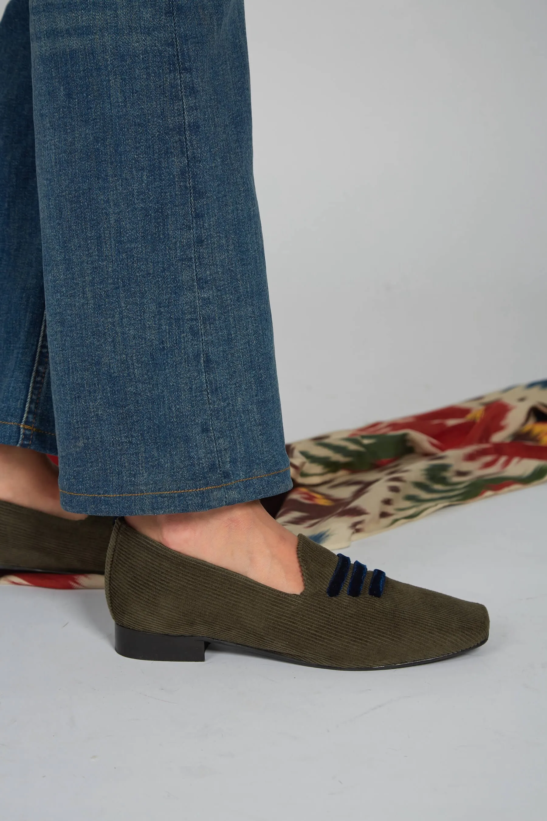 Eco Suede Corduroy Moccasins | Green