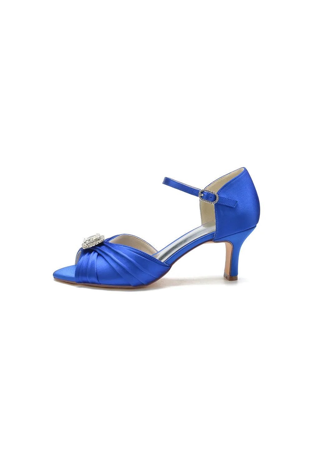 Elegant Blue Pump with Silver Buckle Accent