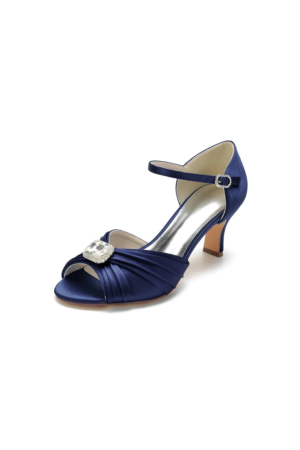 Elegant Blue Pump with Silver Buckle Accent