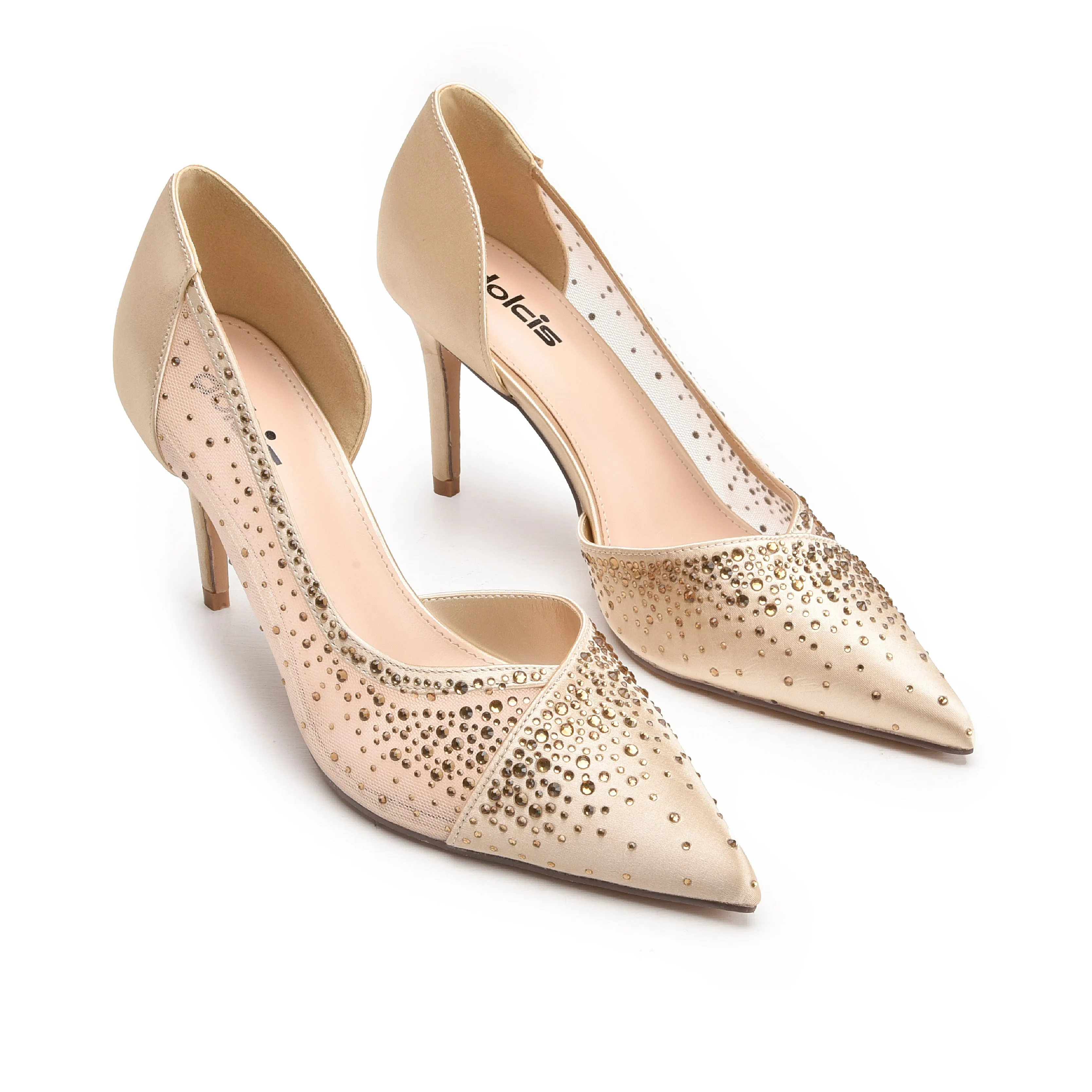 Elegant Gold Rhinestone High Heel Pumps | 431N-X