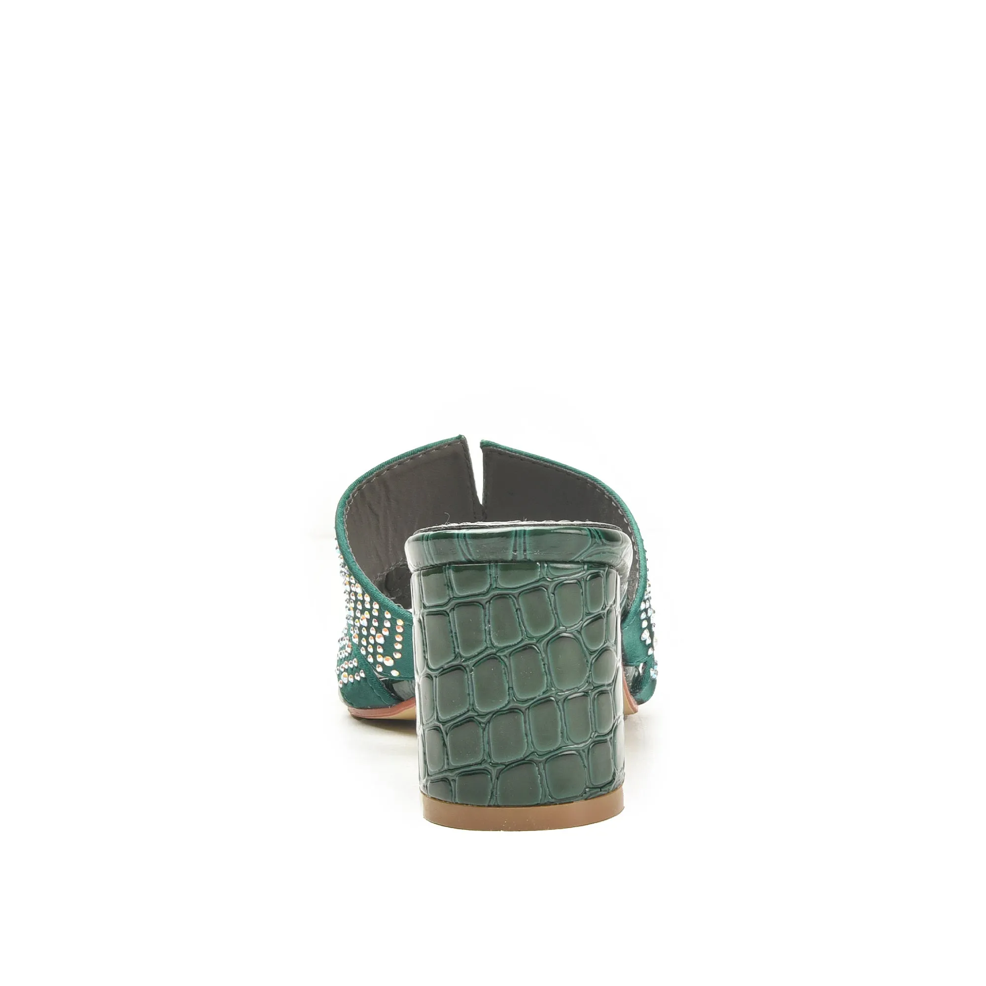 Elegant Green Beaded Block Heels | 502L-K