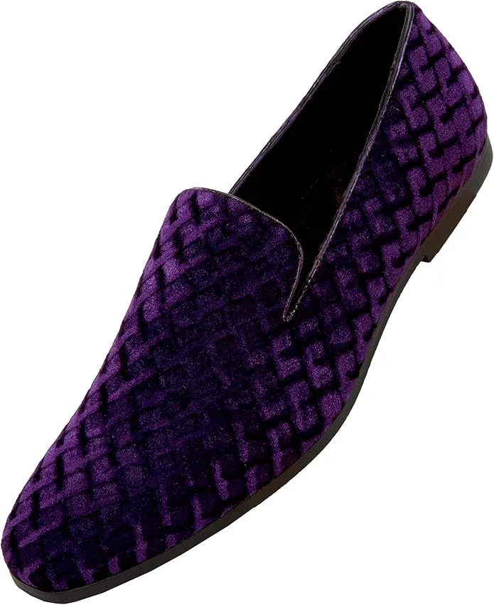 Elegant Purple Velvet Men's Drivers Moccasins