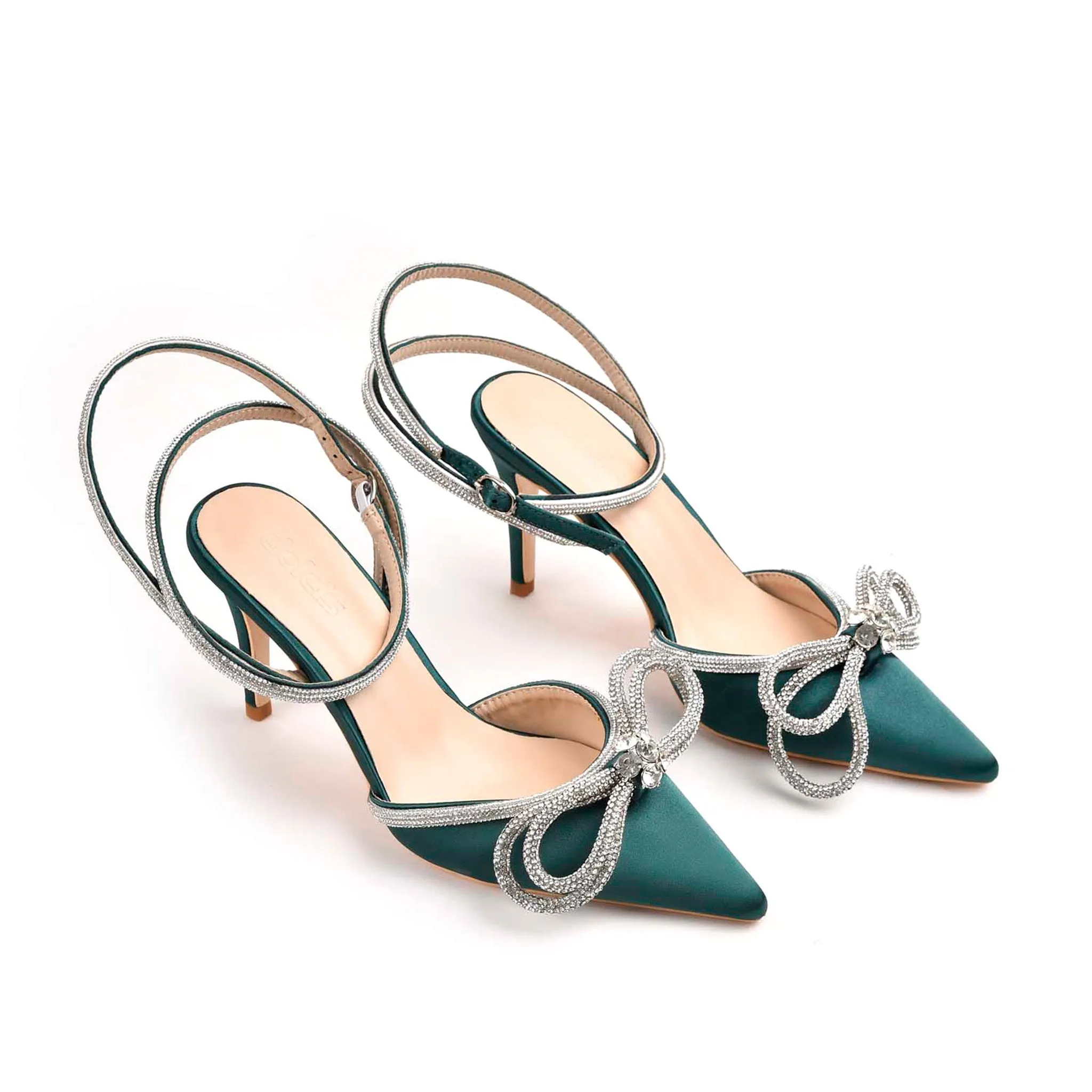 Elegant Teal Embellished Heels | 449L-K