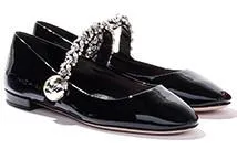 Embellished Patent Leather Ballerina Shoes - (Black, Red, Light Blue)