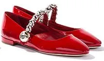 Embellished Patent Leather Ballerina Shoes - (Black, Red, Light Blue)