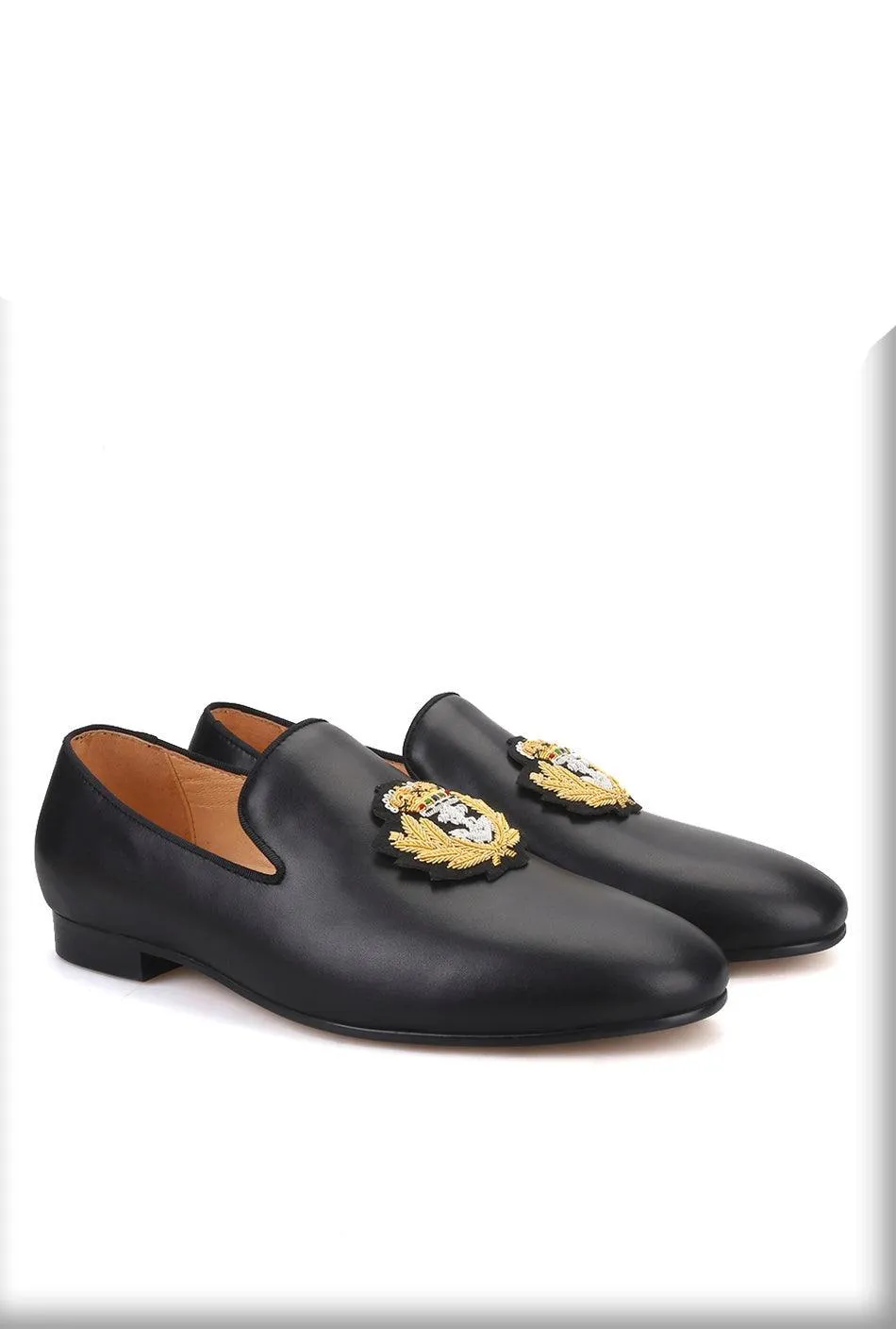 Embroidered Leather Men Loafers - Men Shoes