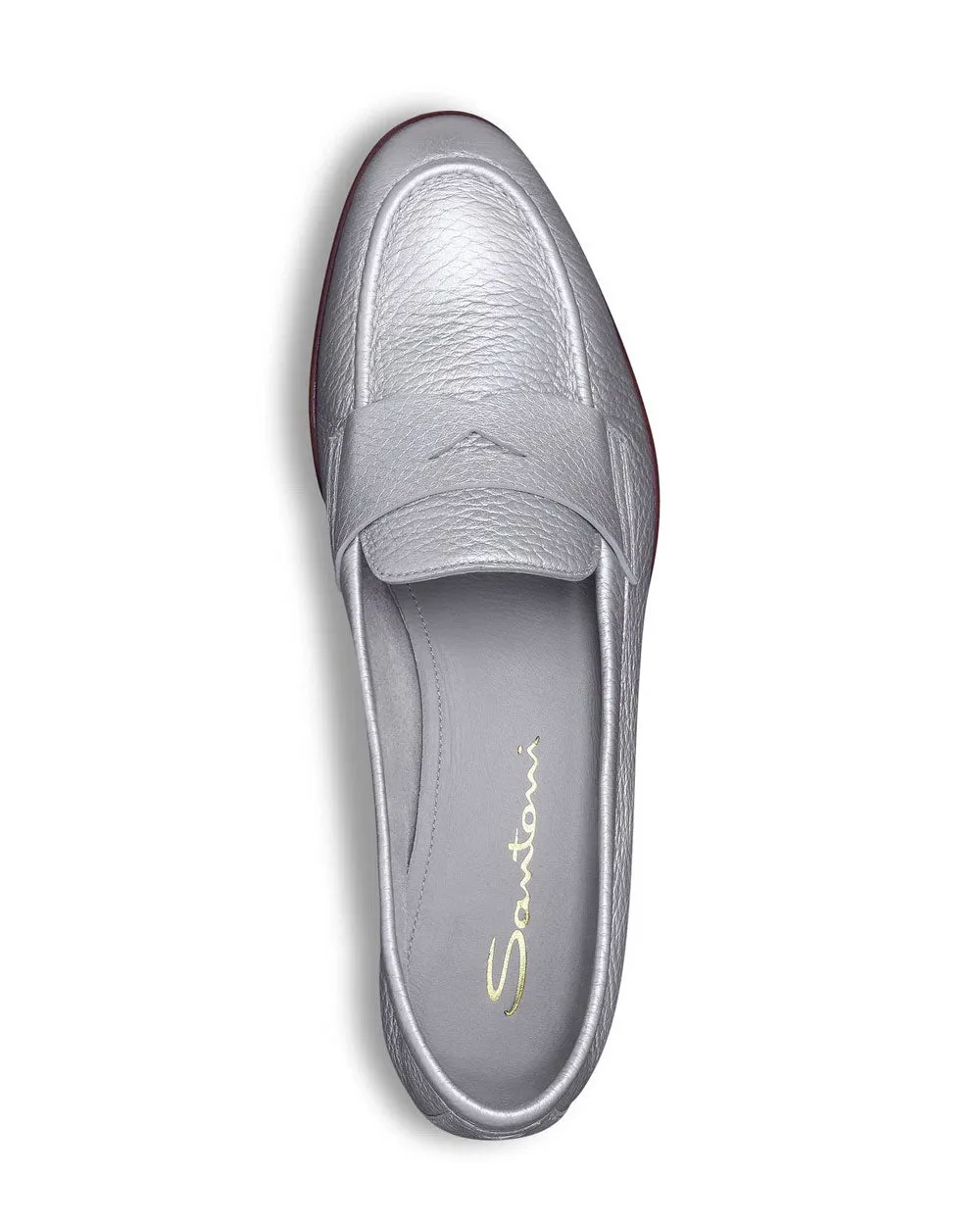 Famed Leather Penny Loafer in Silver